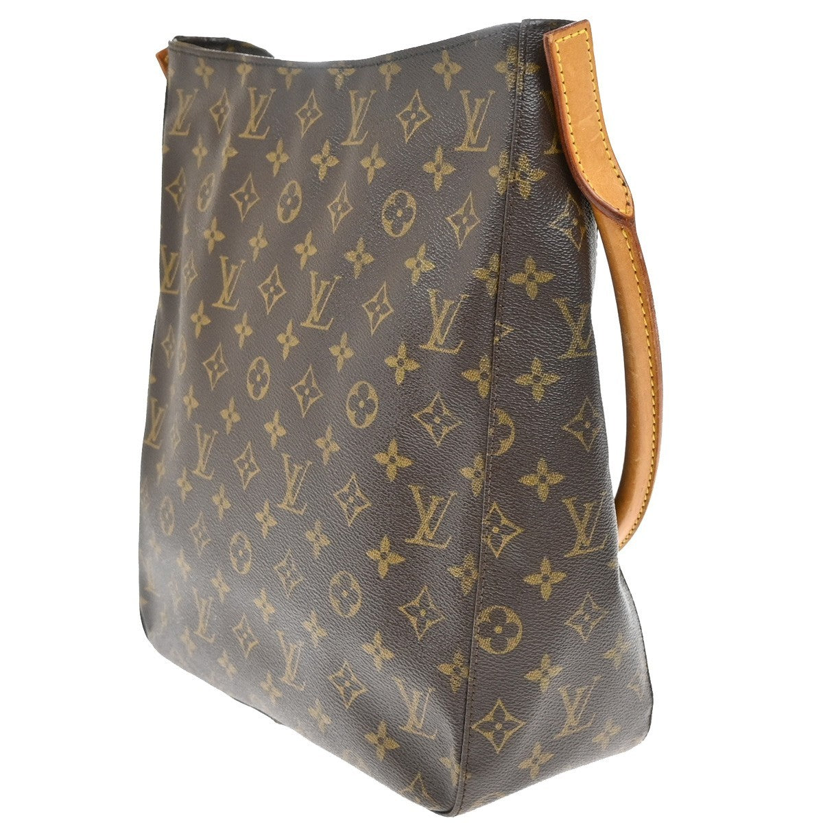 LOUIS VUITTON Logo Looping GM Shoulder Bag Monogram Leather Brown M51145 73KB422