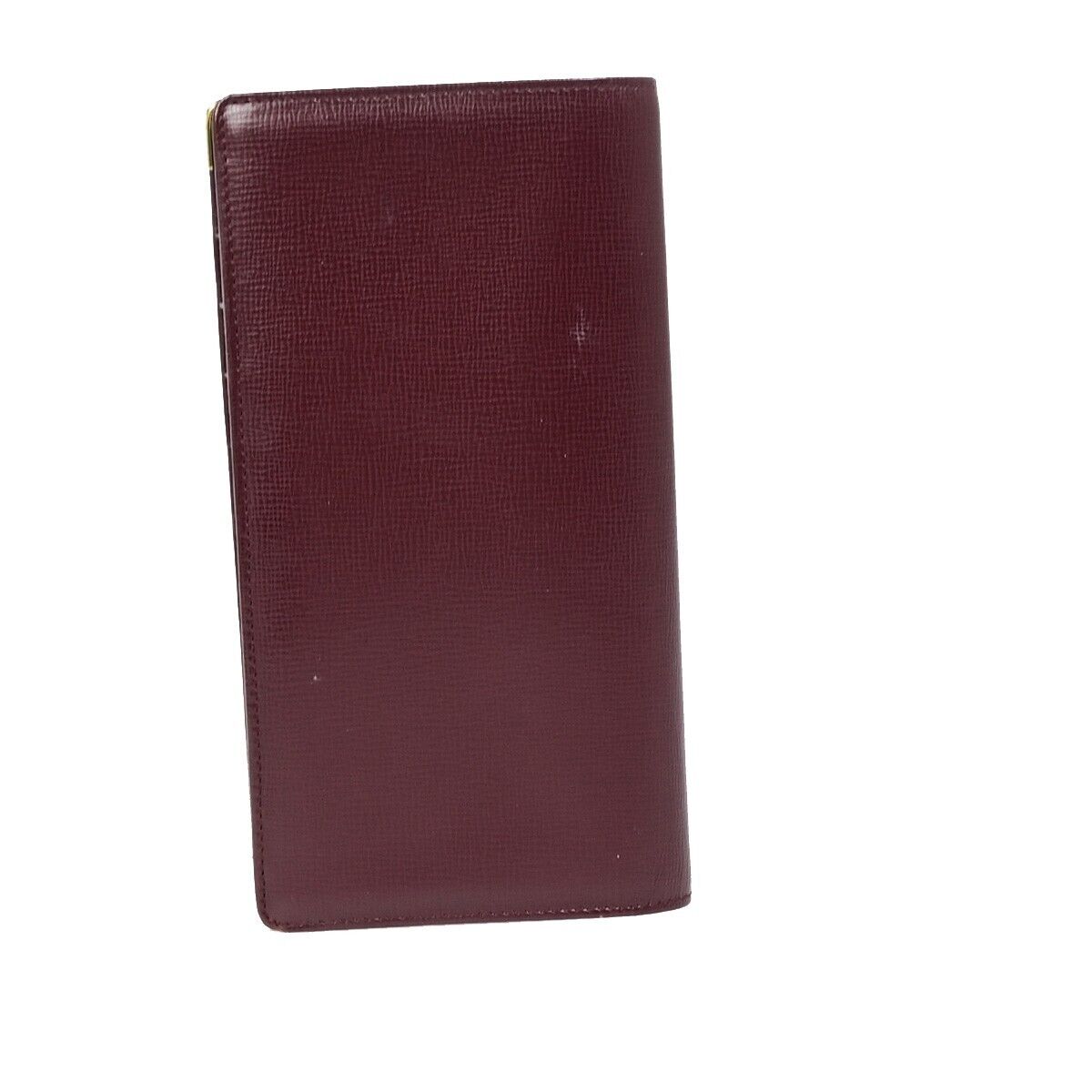 Must De Cartier 2C Logo Vertical Long Bifold Wallet Leather Bordeaux 02EB608