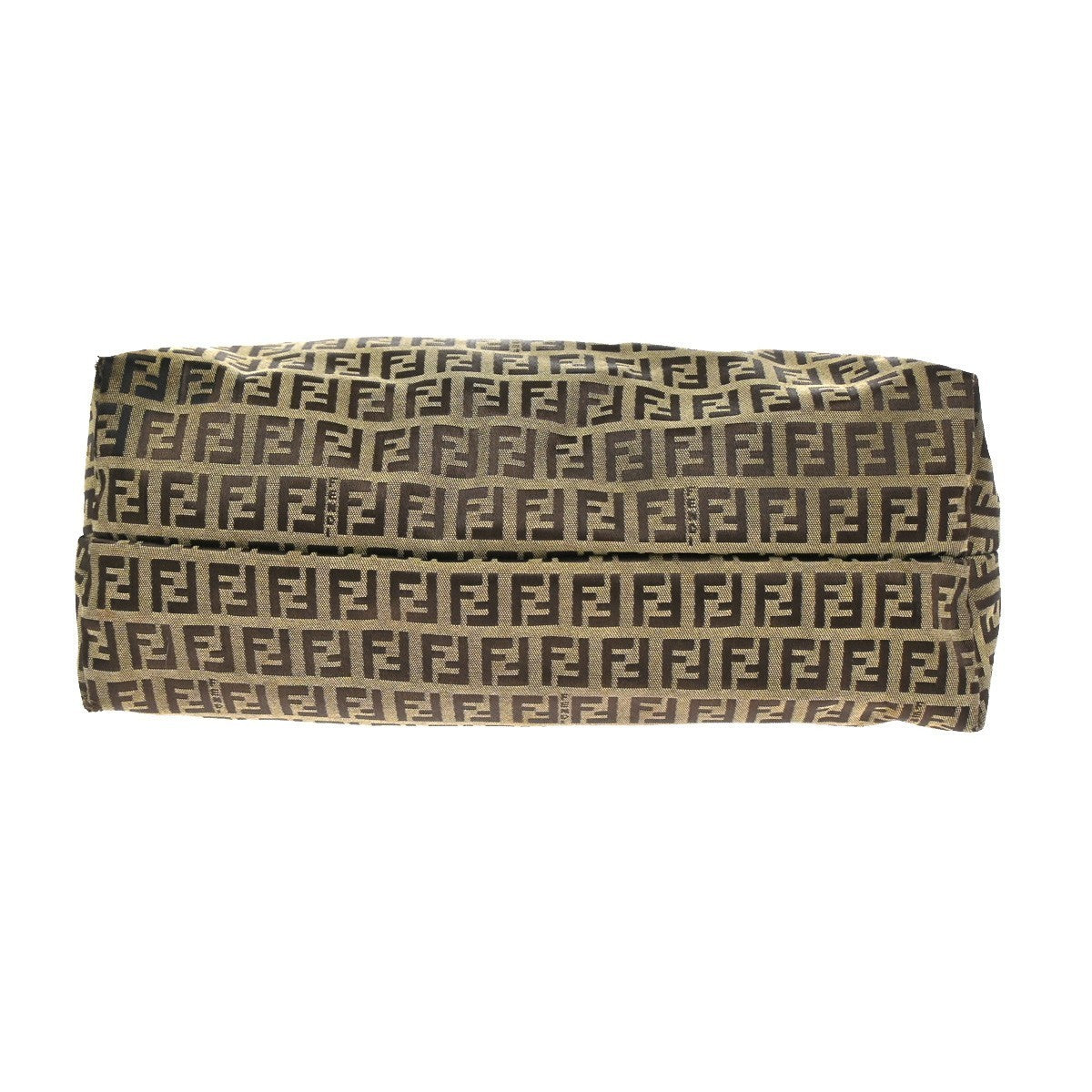 FENDI Logo Zucca Zucchino Pattern Hand Bag Canvas Leather Black Italy 65CA601
