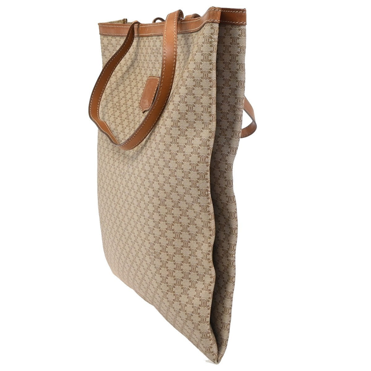 CELINE Logo Macadam Pattern Shoulder Bag PVC Leather Beige GHW Italy 60KC920