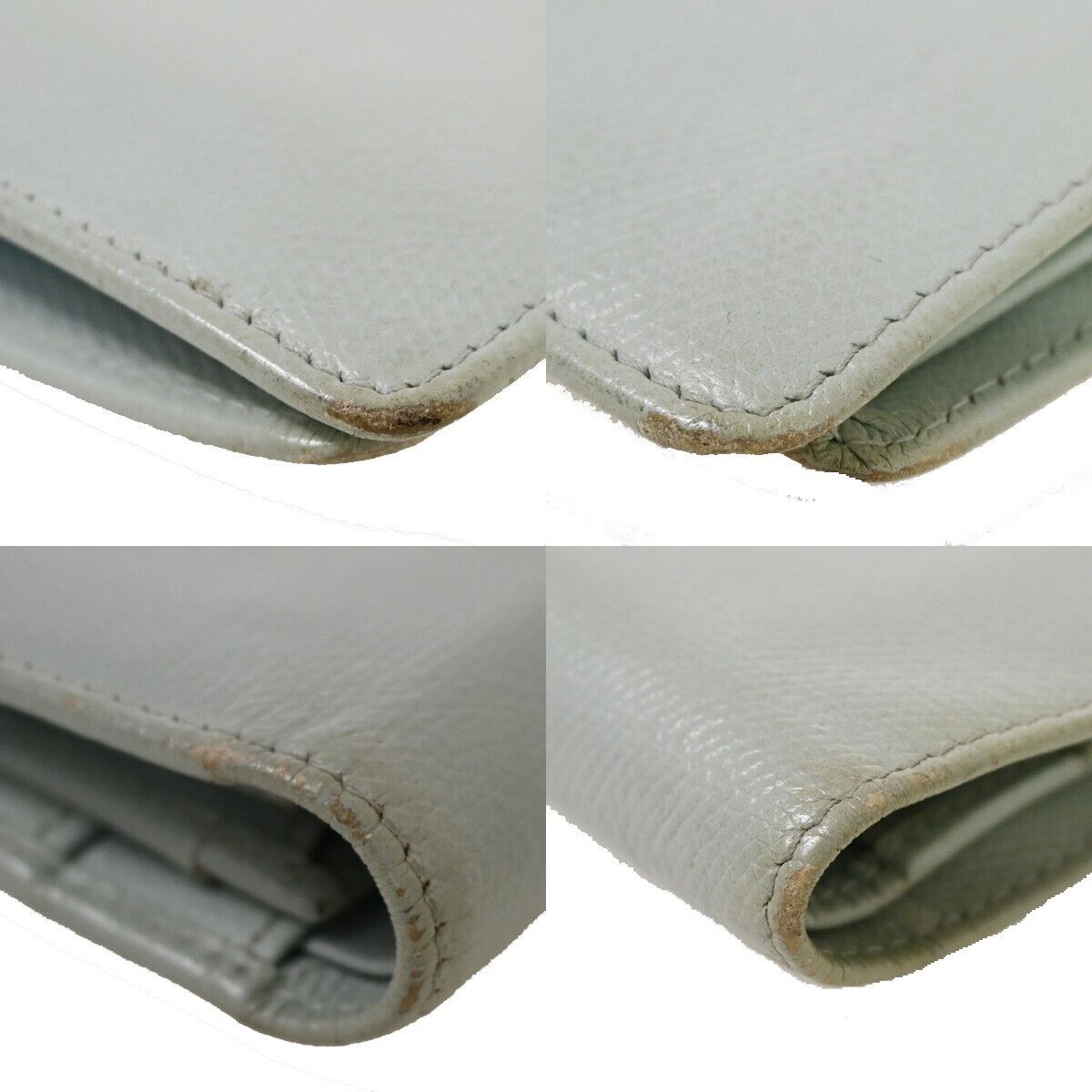 CHANEL CC Logo Long Bifold Wallet Purse Leather Light Blue Gold Italy 05GA676