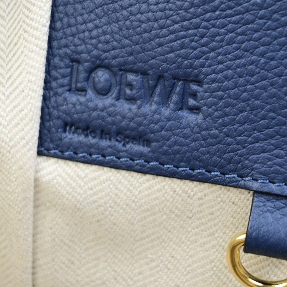 LOEWE Logo Hammock Small 2Way Shoulder Hand Bag Leather Blue Gold 606RK722
