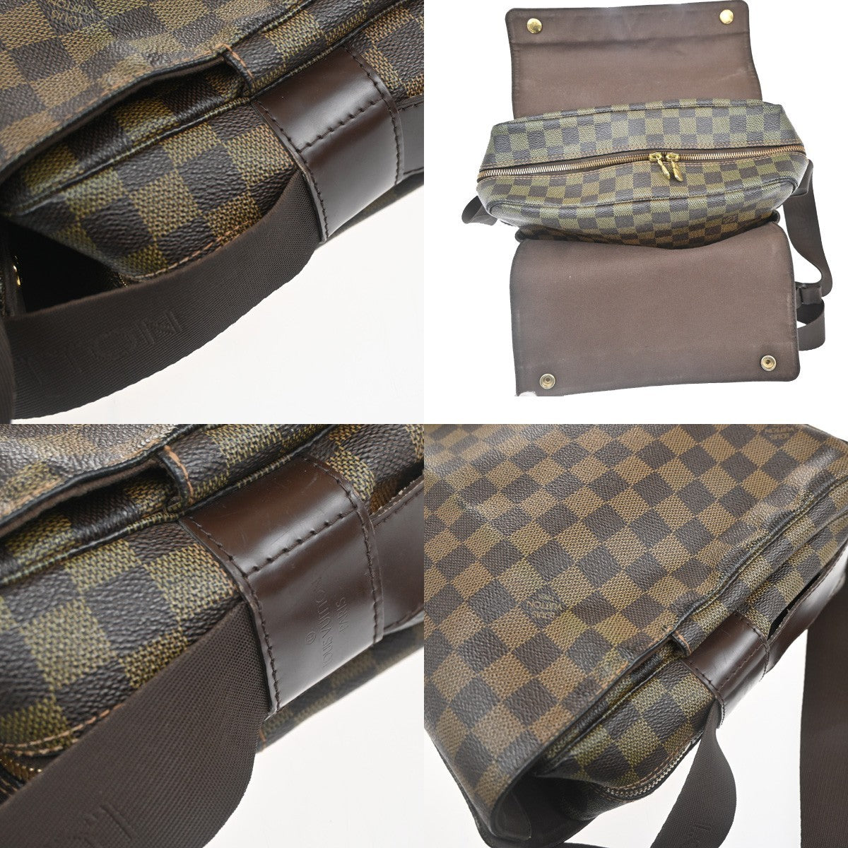 LOUIS VUITTON Naviglio Shoulder Bag Damier Ebene Leather Brown N45255 83CA735