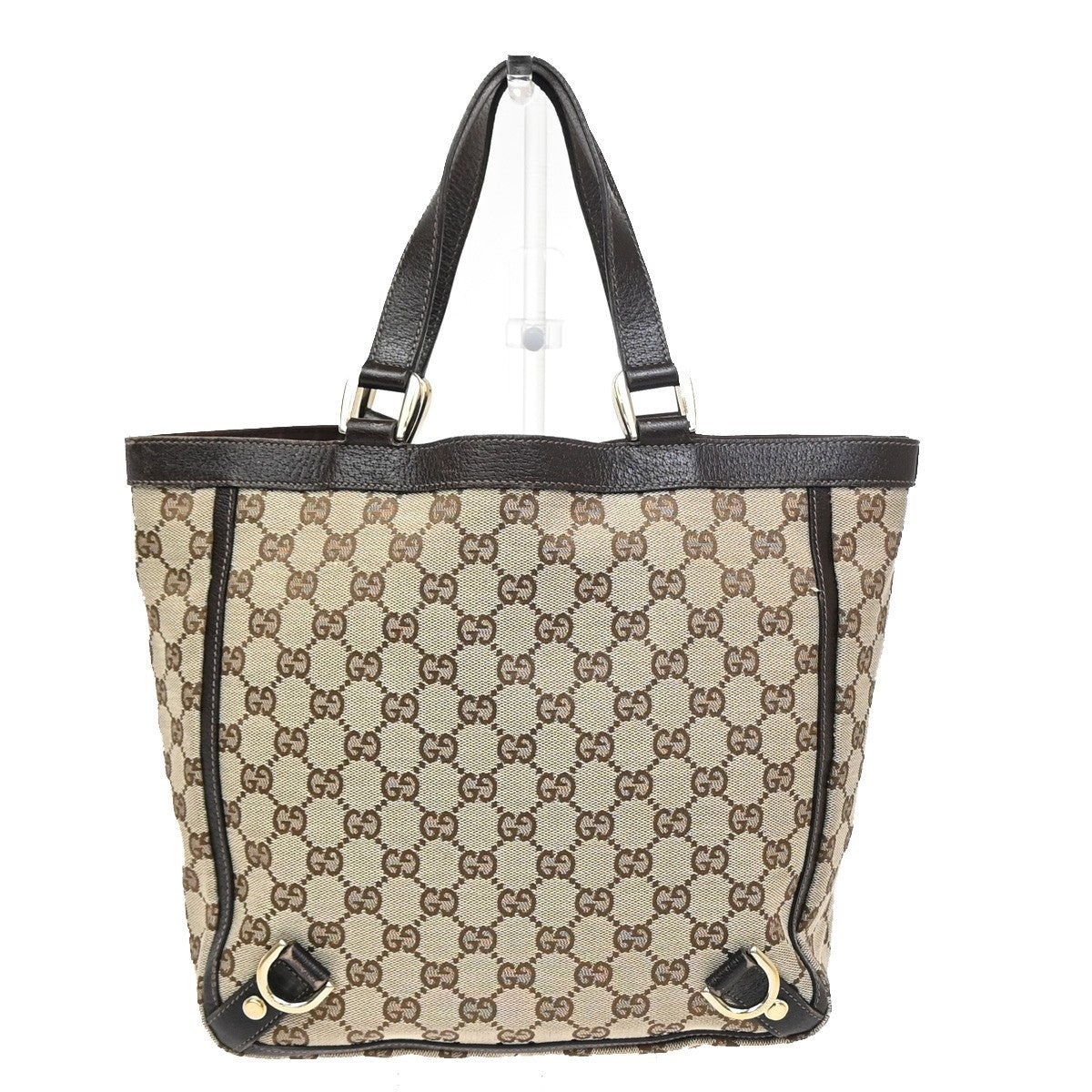 GUCCI GG Pattern Abbey D-Ring Hand Bag Canvas Leather Brown GHW Italy 31KC675