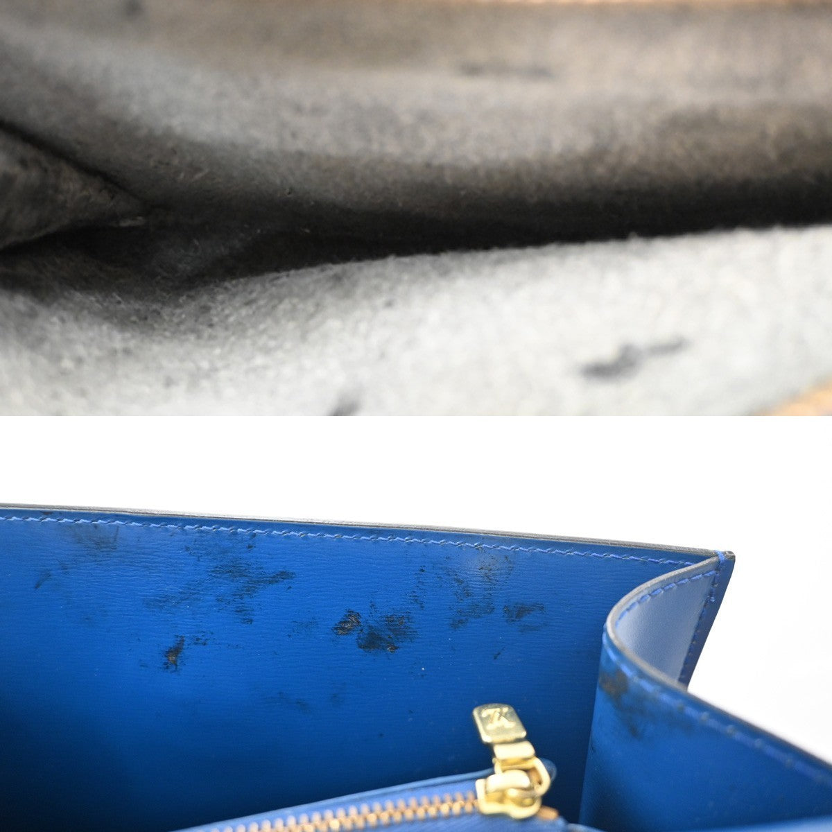 LOUIS VUITTON Logo Malesherbes Hand Bag Epi Leather Blue France M52375 34KD122