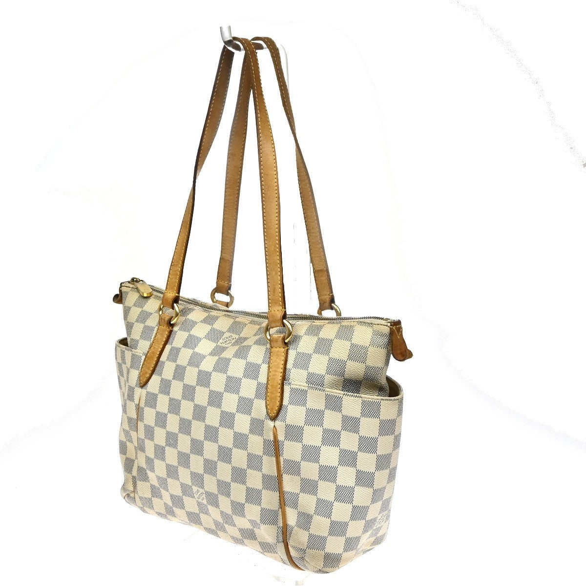 LOUIS VUITTON Totally MM Shoulder Bag Damier Azur Leather White N51262 86PA028