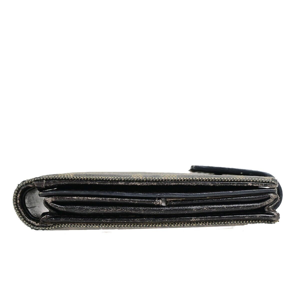 FENDI Logo Zucca Pattern Bifold Wallet Purse Canvas Leather Brown Italy 07KA395