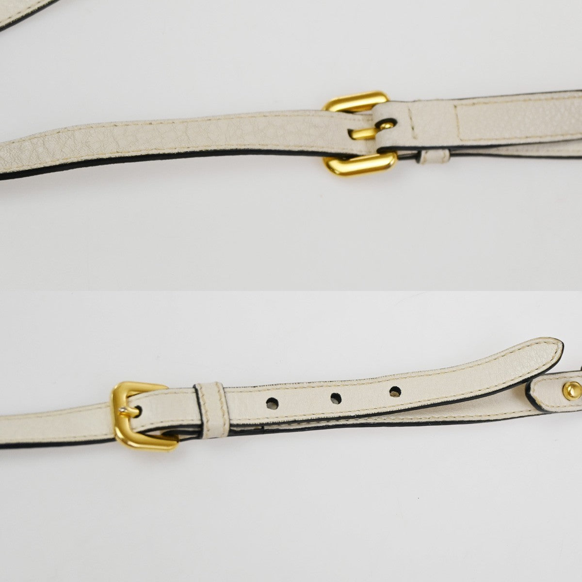 PRADA Logo Crossbody Mini Shoulder Bag Vitello Daino Leather White GHW 76KC639