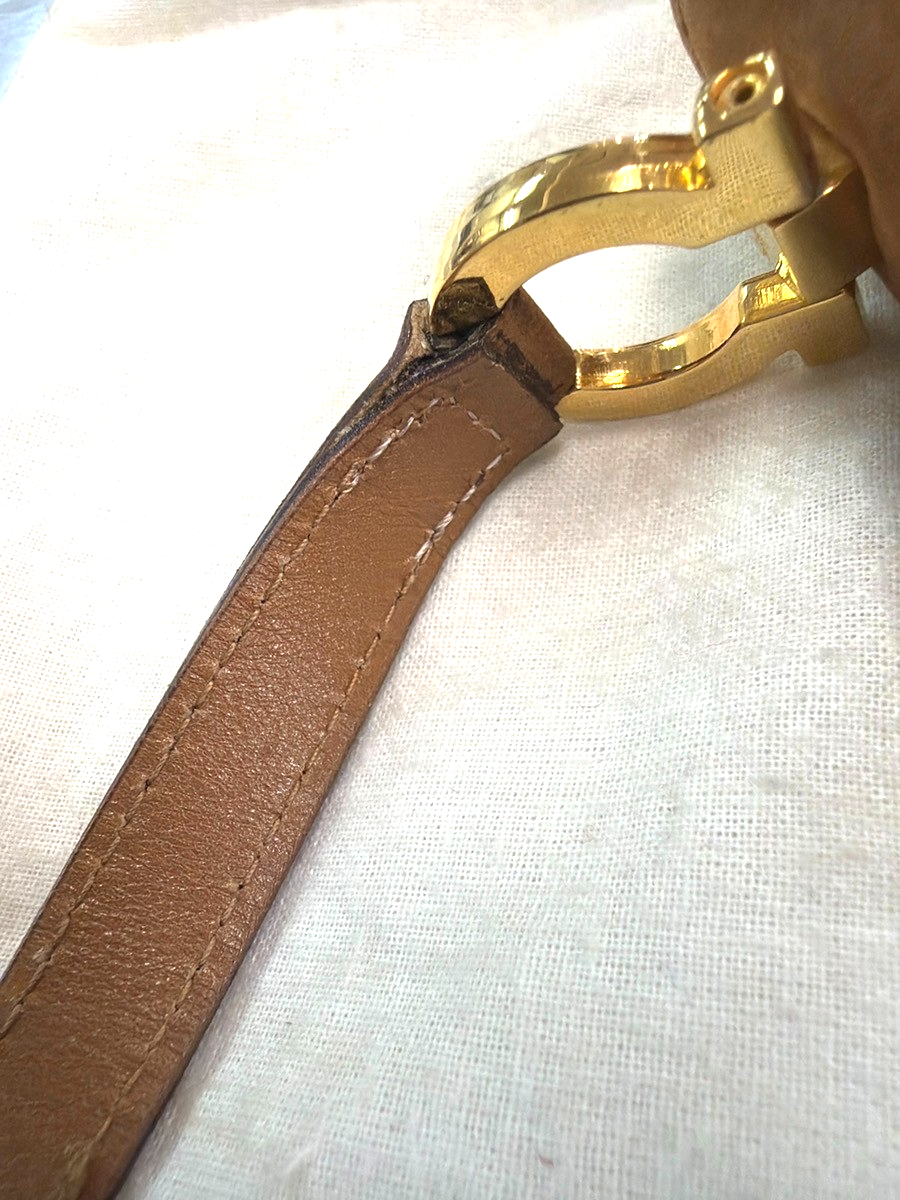 SALVATORE FERRAGAMO Logo Gancini Mini Shoulder Bag Suede Leather Beige 36KD112