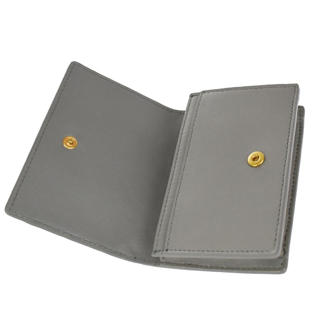 BOTTEGA VENETA Logo Intrecciato Bifold Card Case Leather Gray Italy 65RC264