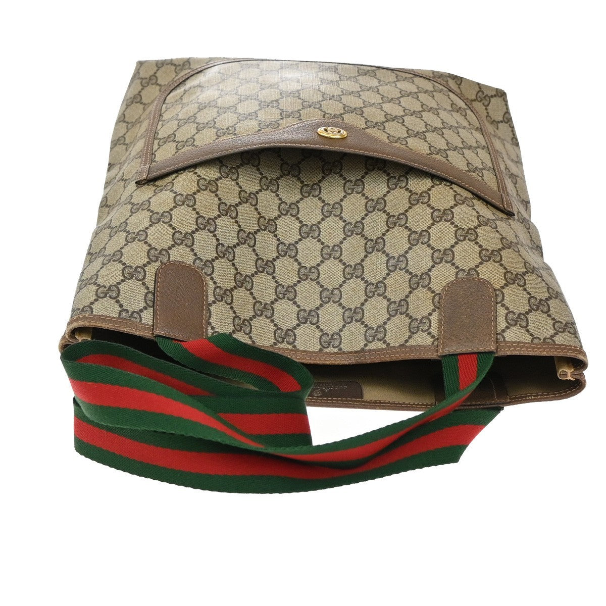 GUCCI Logo Sherry GG Pattern Shoulder Bag PVC Leather Brown Gold Italy 04YH816