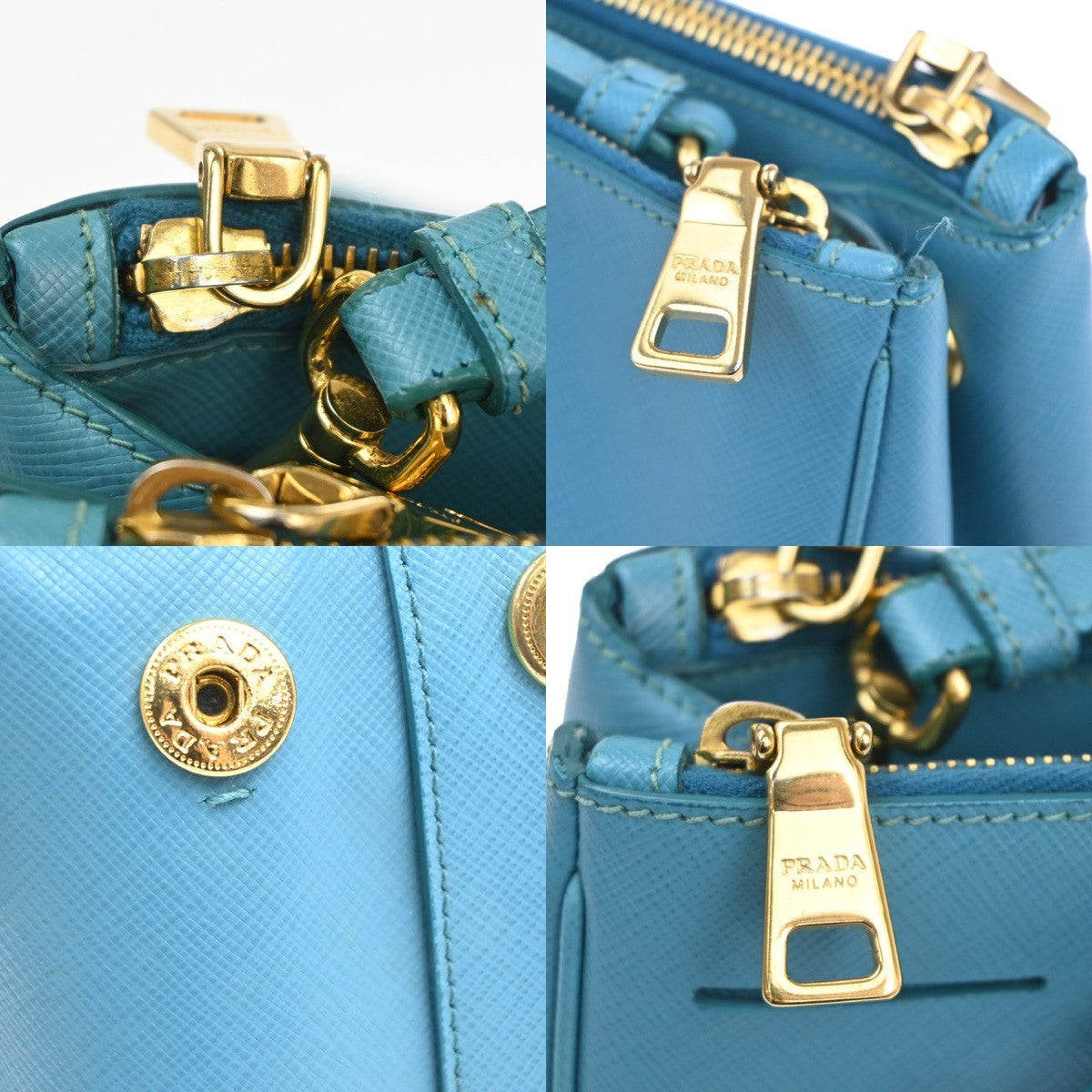 PRADA Galleria 2way Shoulder Hand Bag Saffiano Leather Blue Italy GHW 12KC931