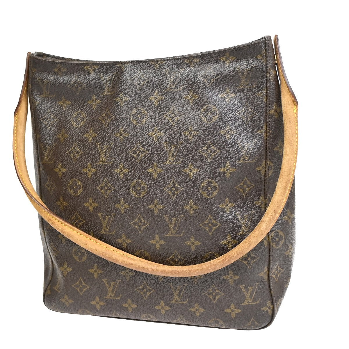 LOUIS VUITTON Logo Looping GM Shoulder Bag Monogram Leather Brown M51145 30FB573