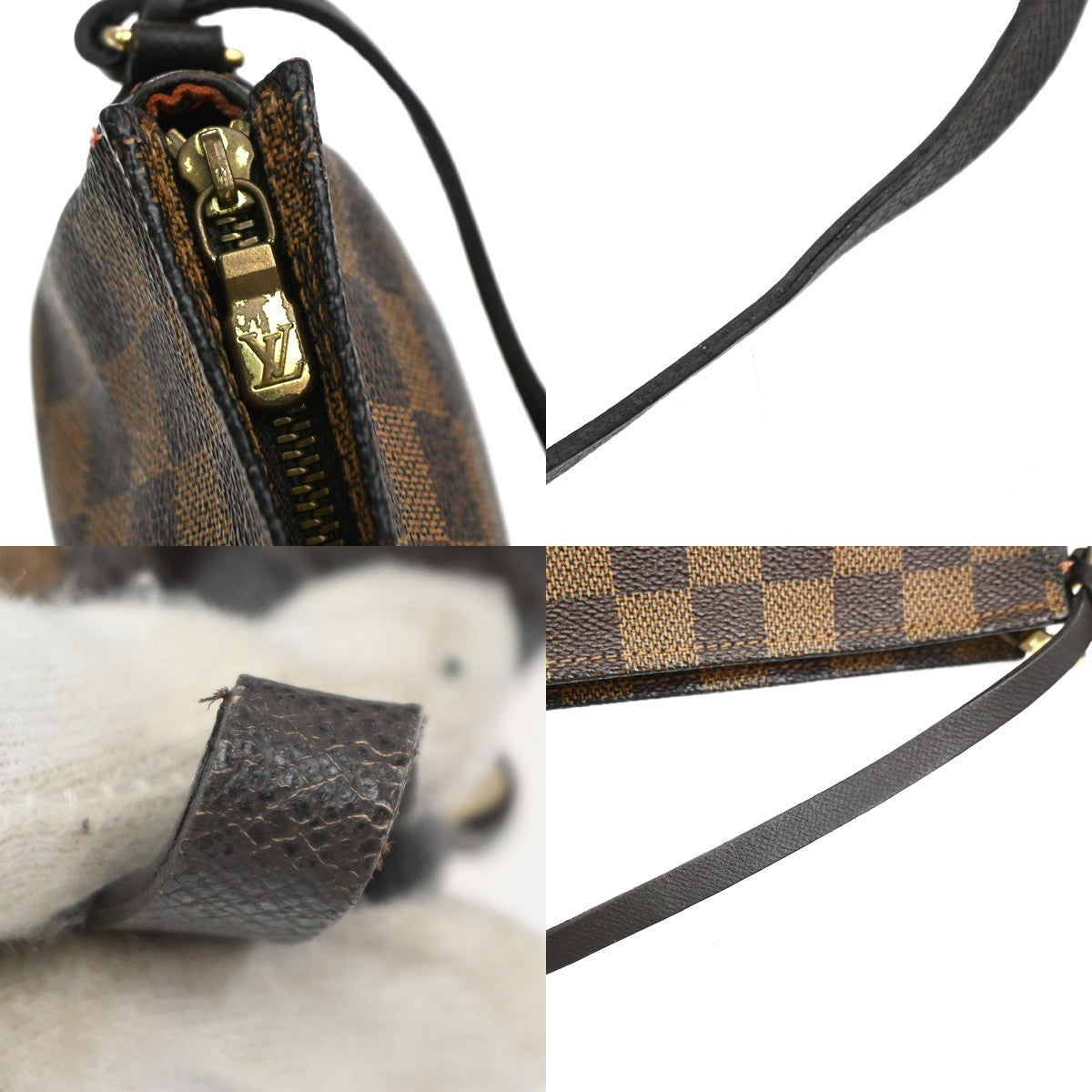 LOUIS VUITTON  Trousse Makeup Hand Bag Damier Ebene Leather Brown N51982 83SA070