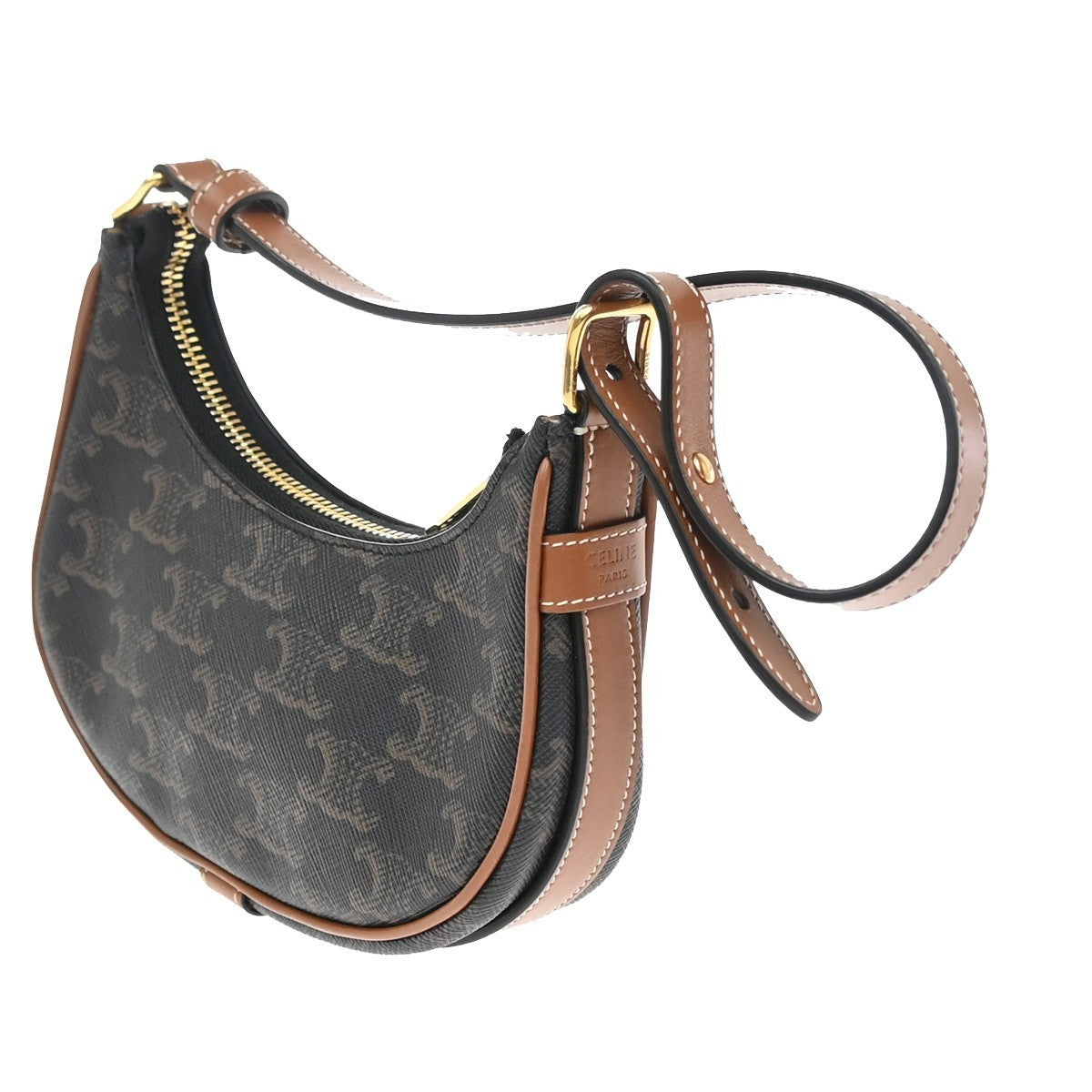 CELINE Logo Ava Mini Hand Tote Bag Triomphe Canvas Leather Italy 46RF828