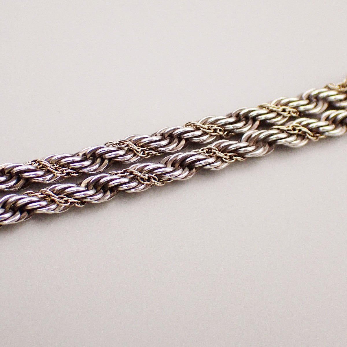 Tiffany & Co. Logo Sterling Silver and 18K Rope Twist Bracelet 69YH737