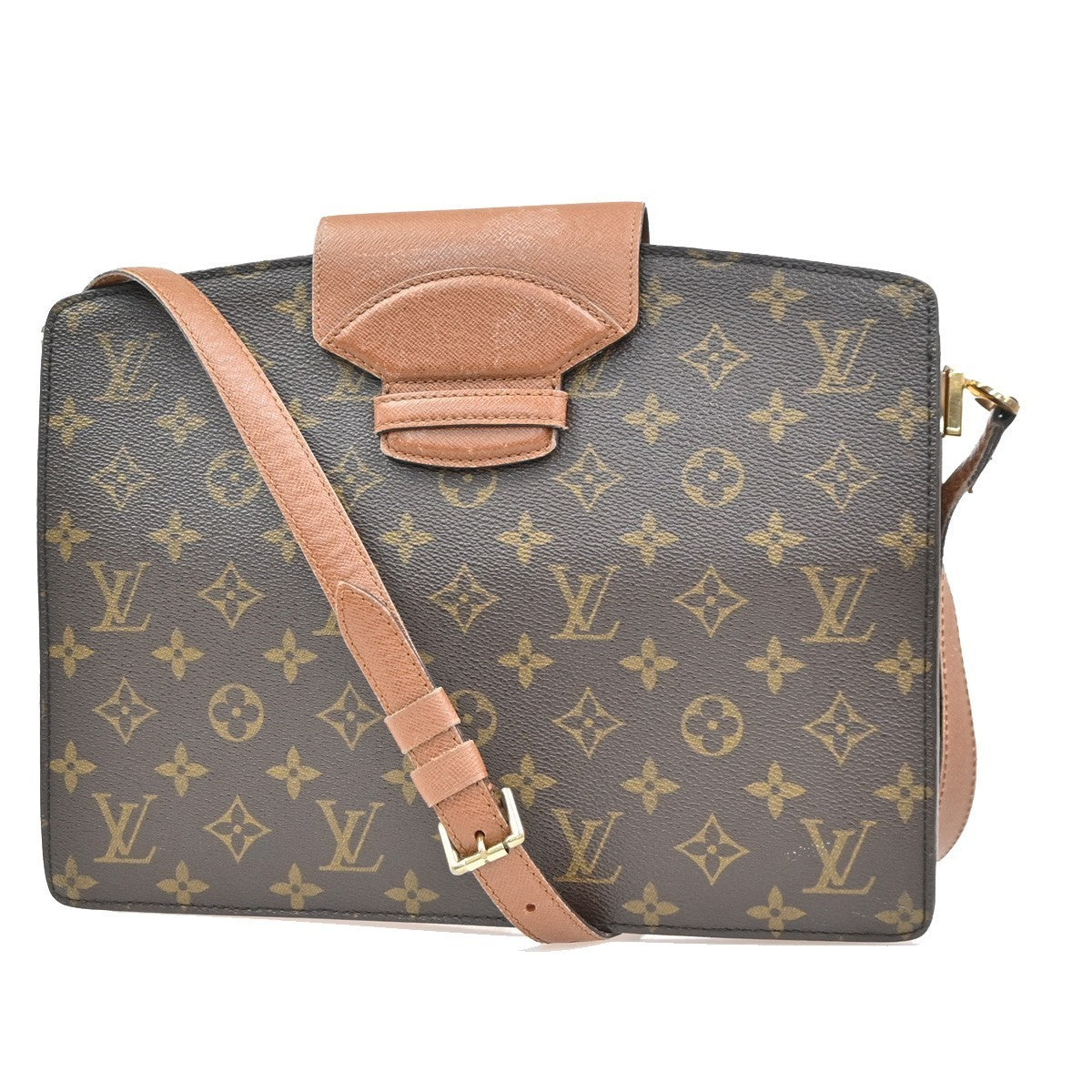 LOUIS VUITTON Courcelles Shoulder Bag Monogram Leather Brown M51375 86KP500