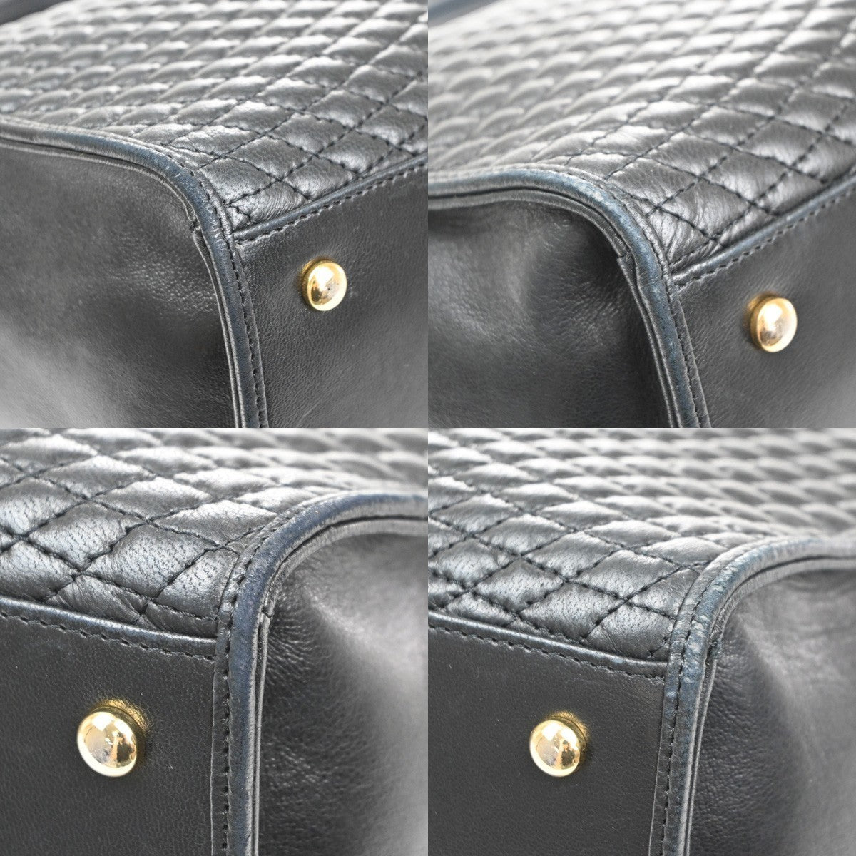 BALLY Logo Tassel Hand Bag Quilted Leather Black GHW Italy 09MA542
