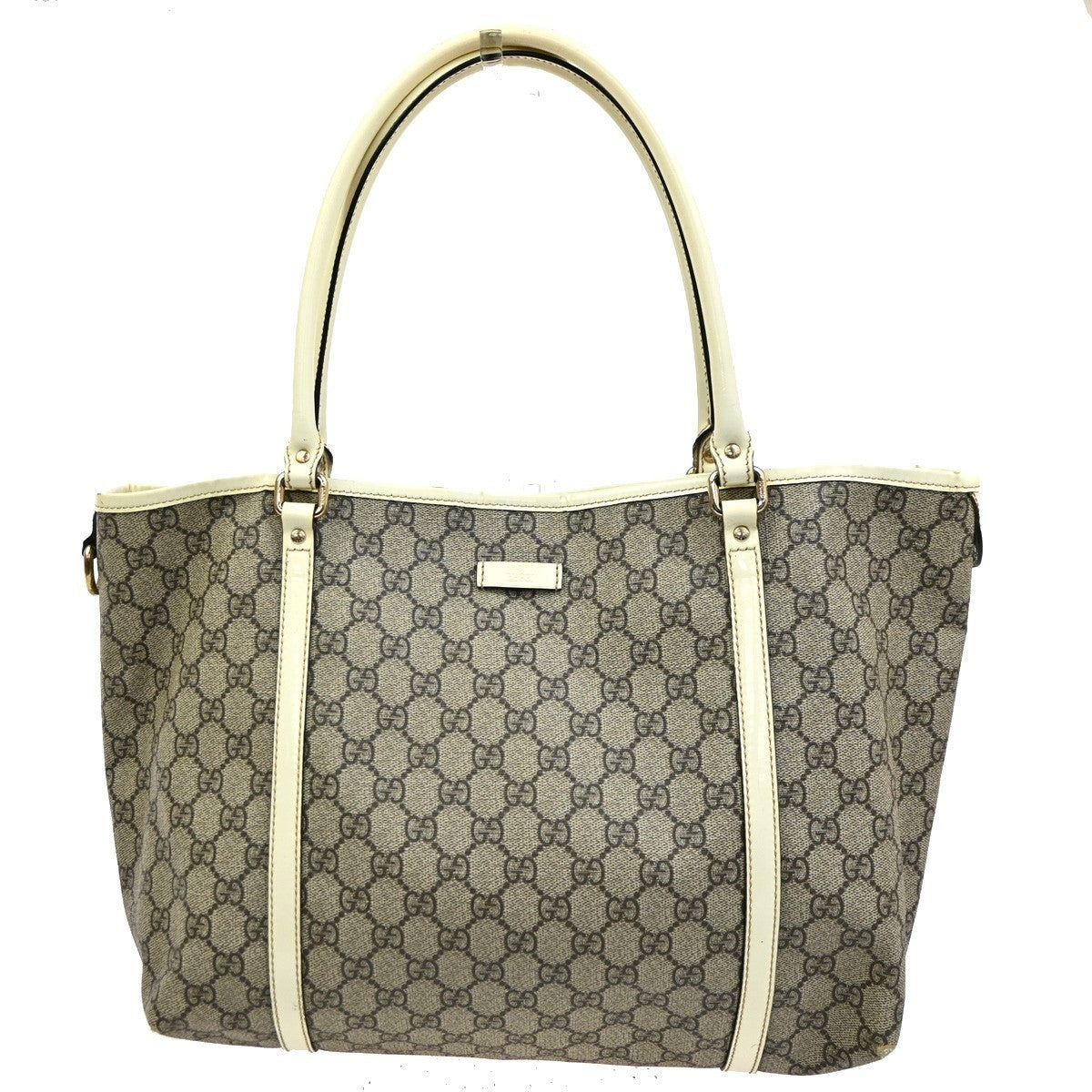 GUCCI GG Pattern Shoulder Hand Bag Supreme Patent Leather White Brown 66CA482