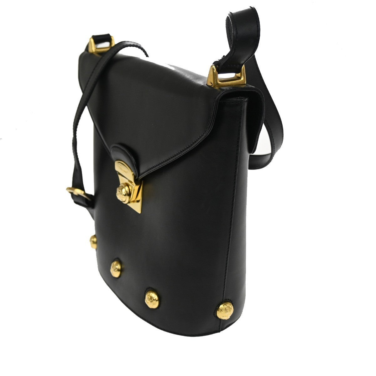 SALVATORE FERRAGAMO Logo Shoulder Bag Leather Black Italy 61CA382