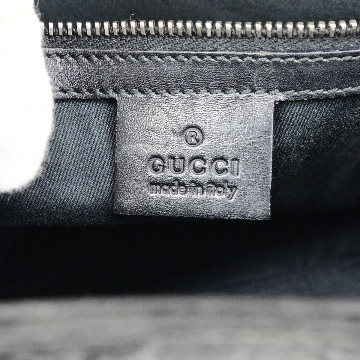 GUCCI Logo GG Pattern Shoulder Bag Canvas Leather Black Silver Italy 02EC919