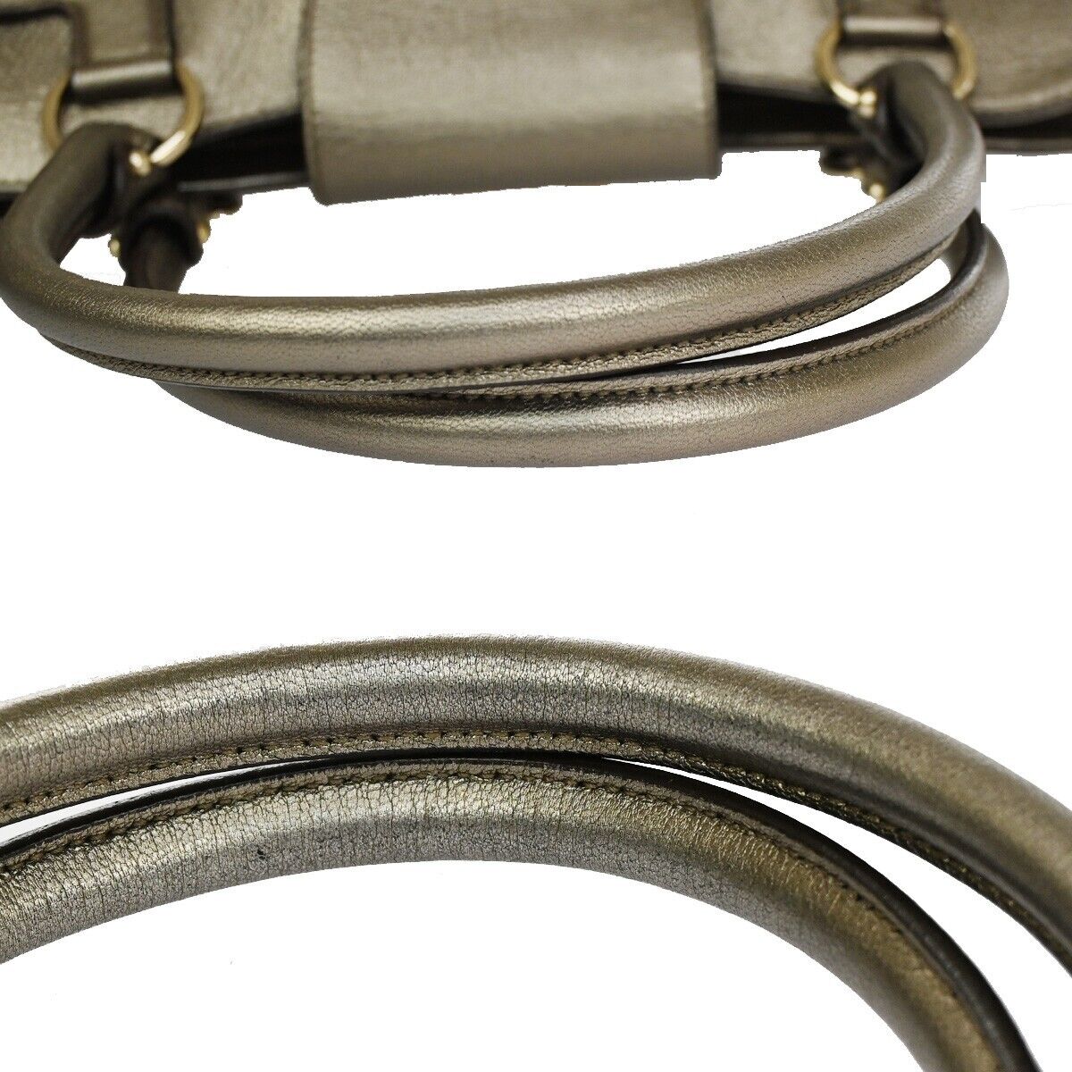 SALVATORE FERRAGAMO Logo Marisa Gancini Shoulder Bag Leather Gray Italy 69SG692