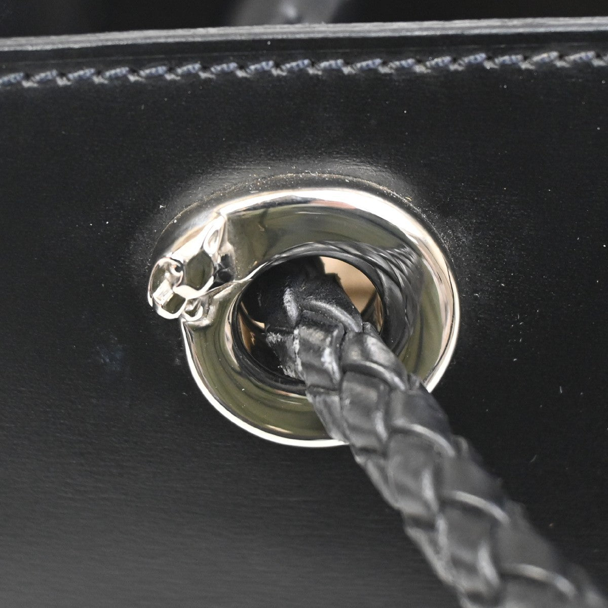 CARTIER Logo Panthere De Cartier Shoulder Hand Bag Leather Black France 76ZA105