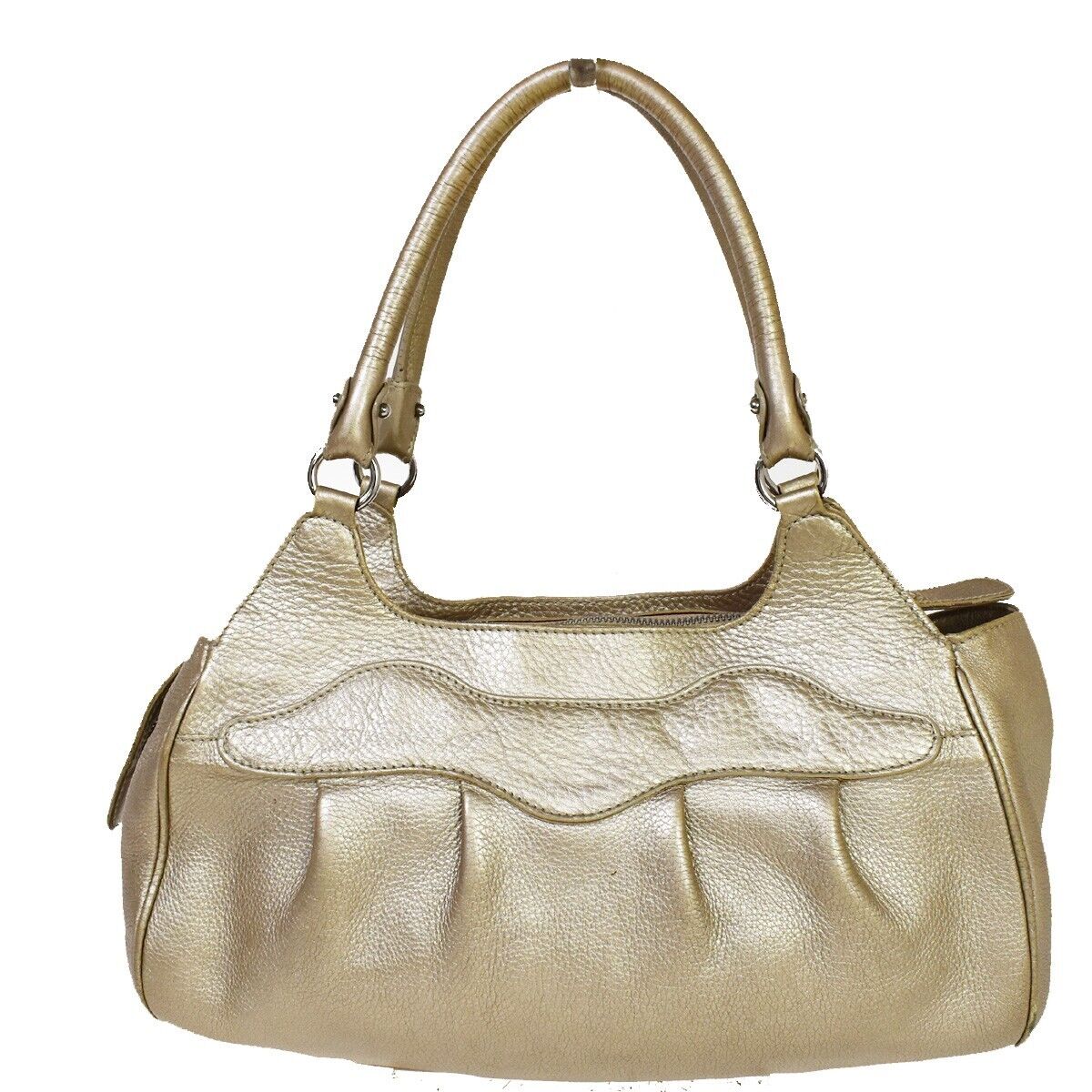 SALVATORE FERRAGAMO Logo Gancini Shoulder Bag Leather Gold 04JH321