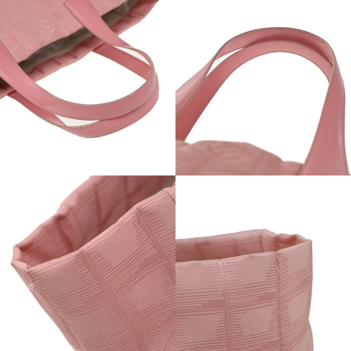 CHANEL CC Logo New Travel Line Shoulder Bag Nylon Leather Pink Italy 87EG406