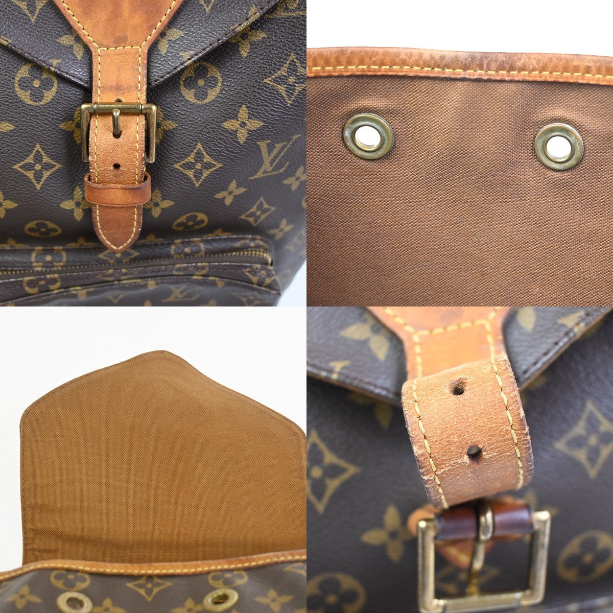 LOUIS VUITTON Montsouris GM Backpack Bag Monogram Leather Brown M51135 64ZA353