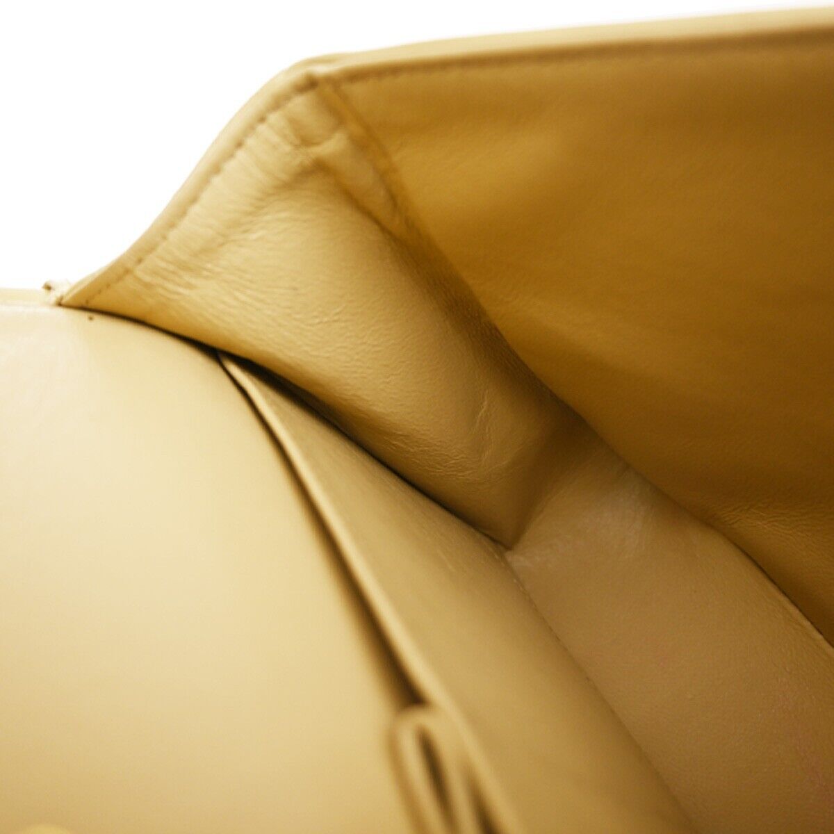 CHANEL CC Matelasse 25 Double Flap Chain Shoulder Bag Leather Beige GHW 381RJ843