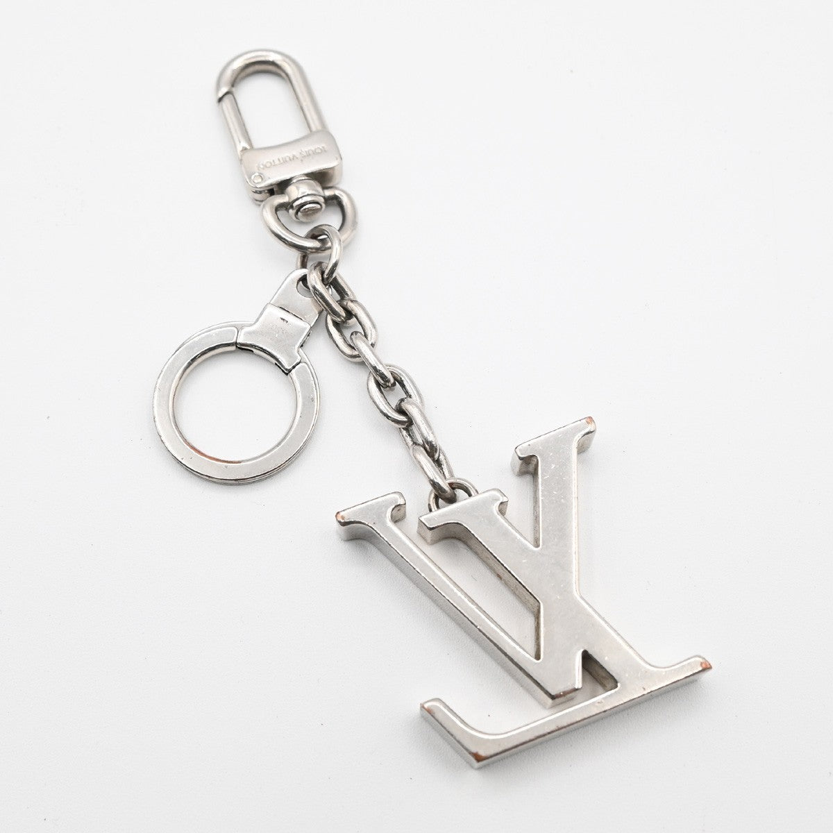 LOUIS VUITTON LV Porte Cles Initiales LV Charm Key Ring Silver M65071 67MA374