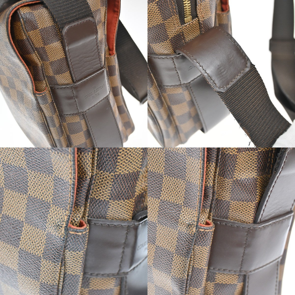LOUIS VUITTON Naviglio Shoulder Bag Damier Ebene Leather Brown N45255 84KC784