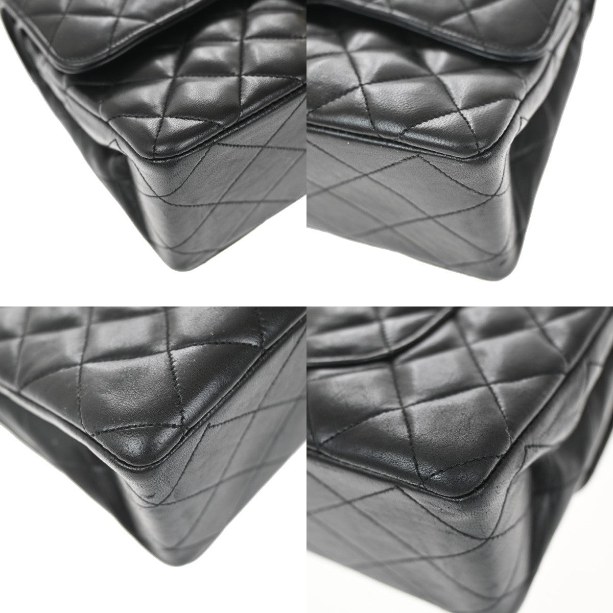 CHANEL CC Matelasse 25 Double Flap Chain Shoulder Bag Leather Black GHW 357RL460
