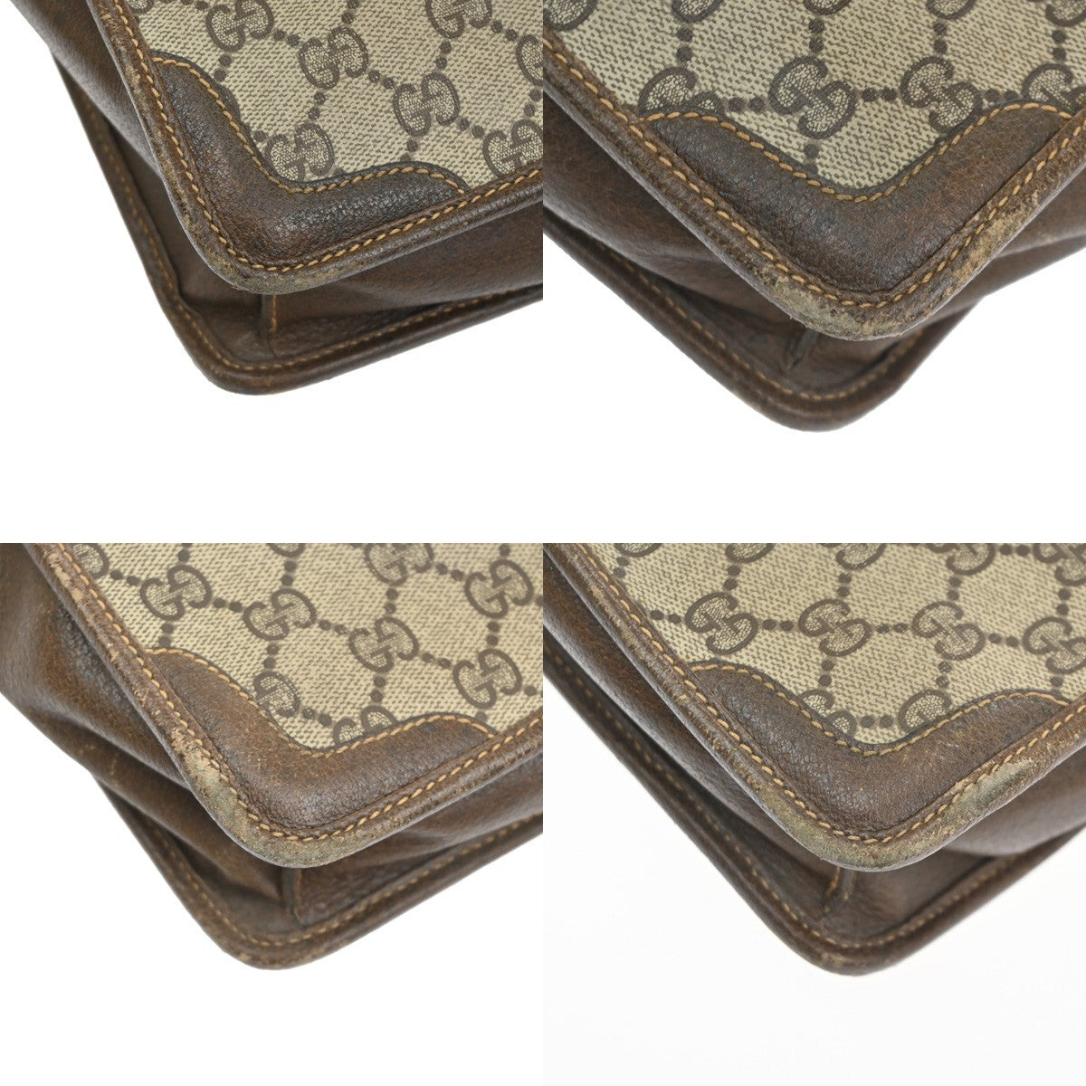 GUCCI LOGO GG Pattern Shoulder Hand Bag PVC Leather Beige GHW Italy 69TA589