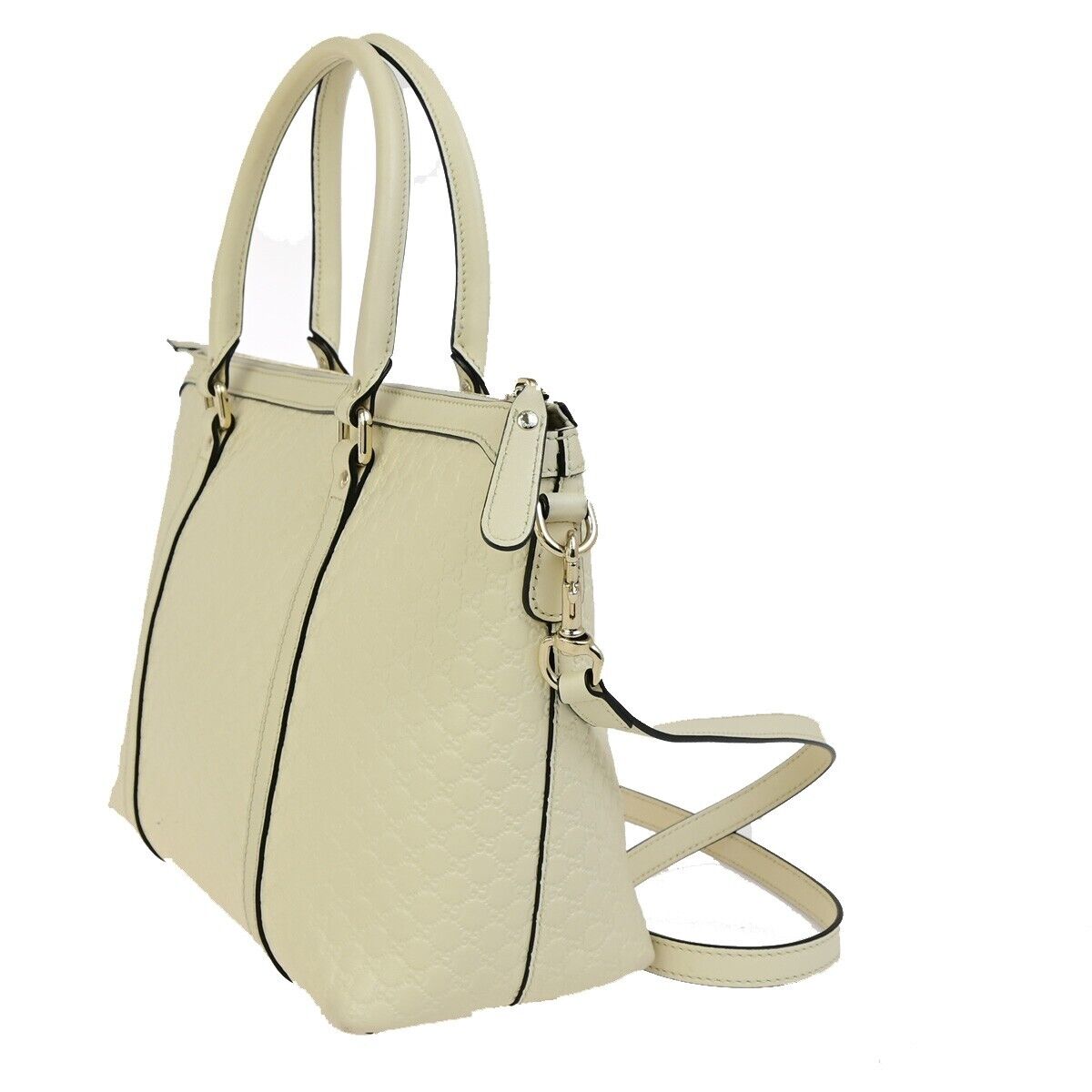 GUCCI Micro GG Guccissima 2Way Shoulder Hand Bag Leather White Italy 23ED010