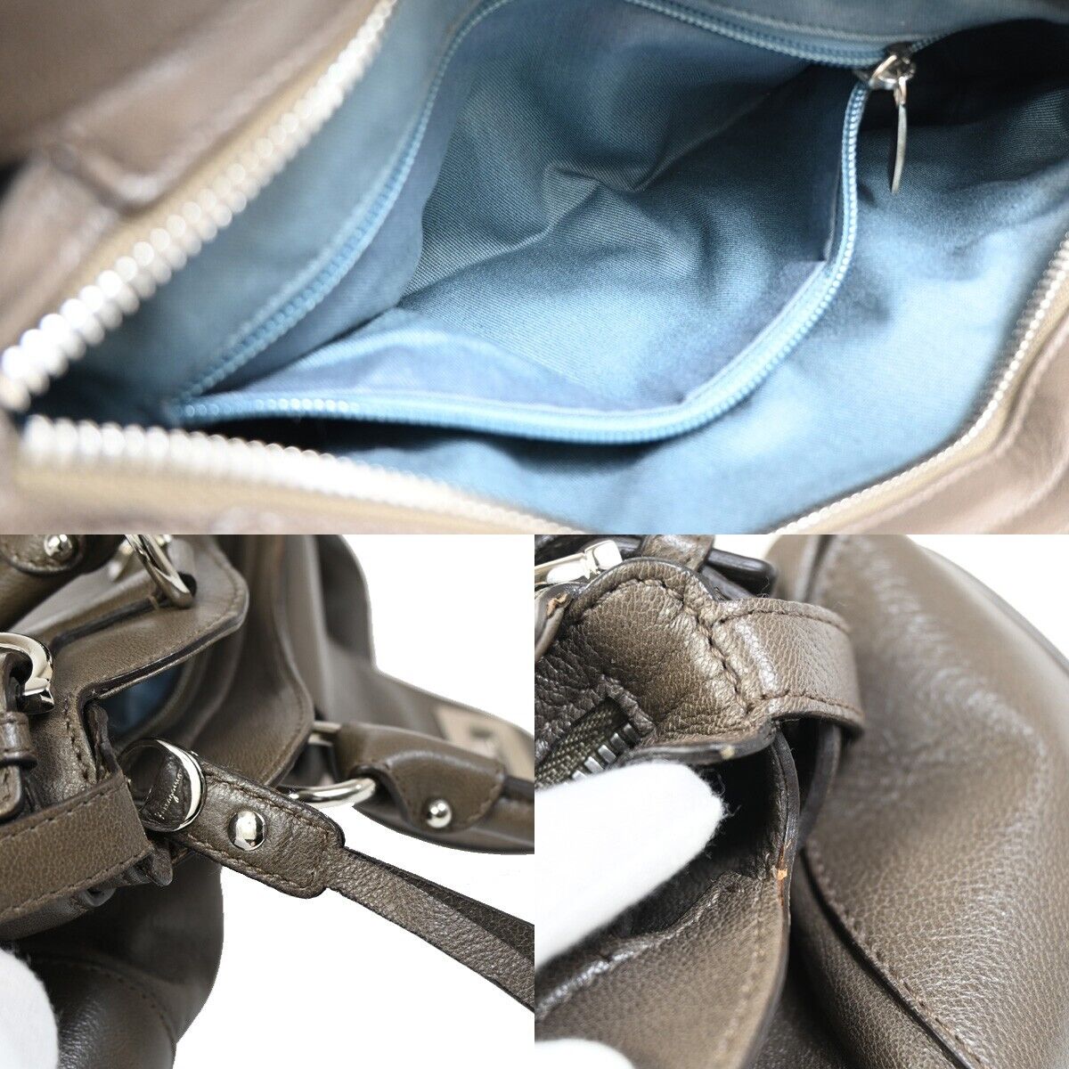 SALVATORE FERRAGAMO Logo Marisa Gancini Shoulder Bag Leather Gray Italy 69FA576