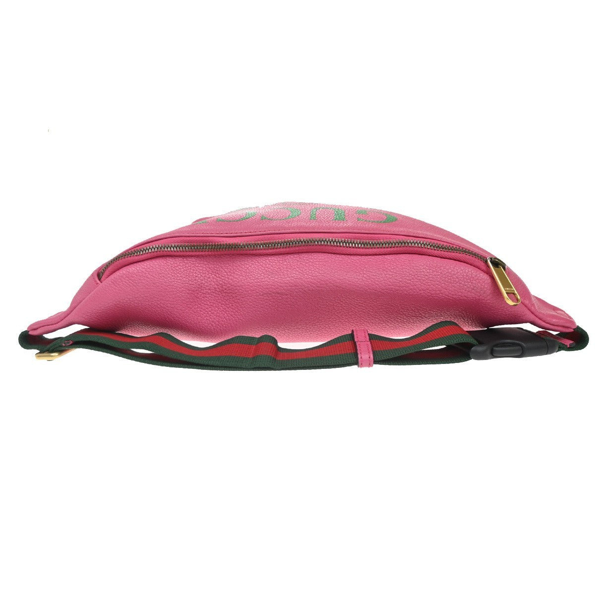 GUCCI GG Logo Print Sherry Bum Body Bag Leather Pink GHW Italy 89CA738