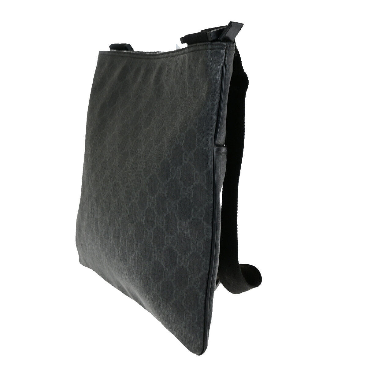 GUCCI Logo GG Pattern Crossbody Shoulder Bag PVC Leather Black Italy 10RK725