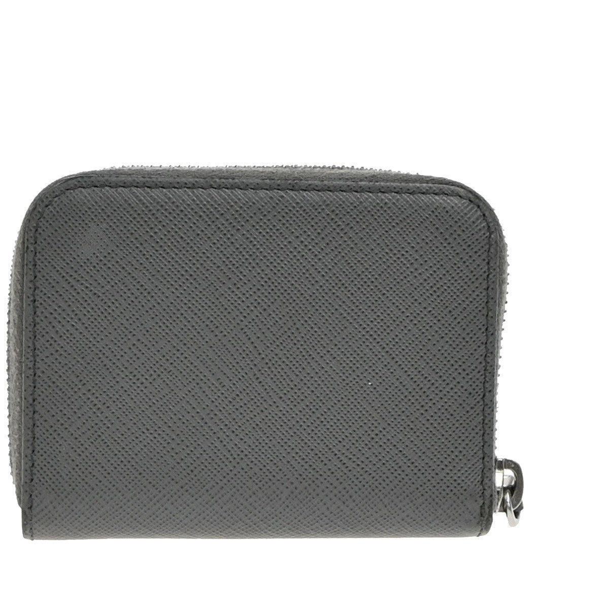 PRADA Zip Around Coin Case Compact Wallet Saffiano Leather Gray Italy 69KP577