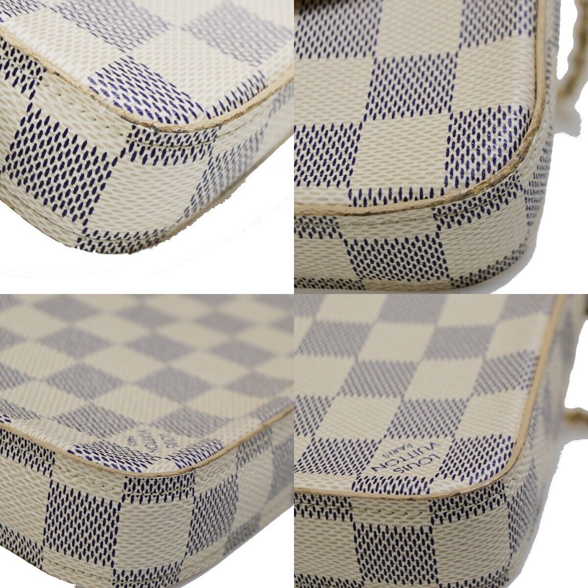 LOUIS VUITTON Felicie Pochette Chain Shoulder Bag Damier Azur WE N63106 99FB120