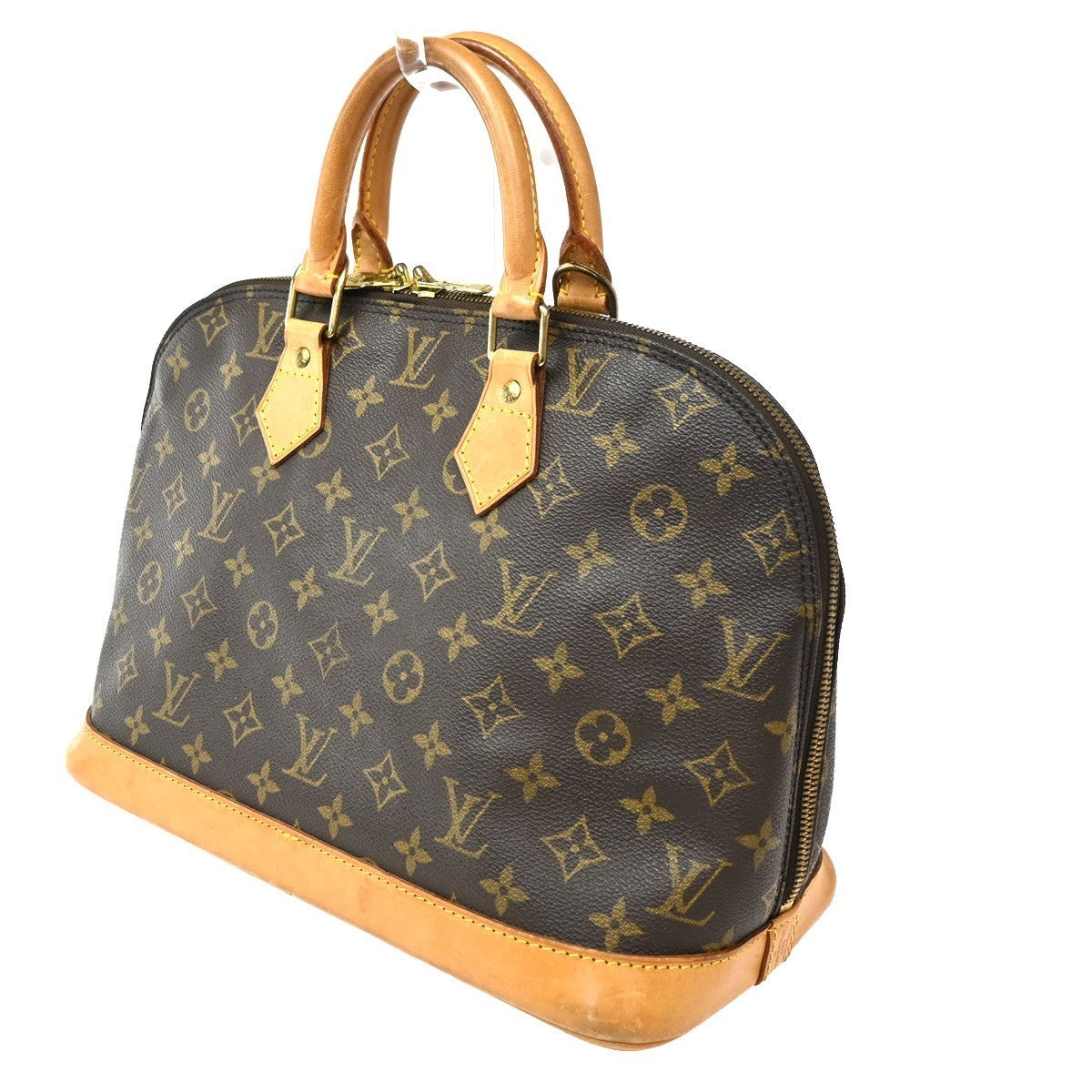 LOUIS VUITTON LV Logo Alma Hand Bag Monogram Leather Brown France M51130 82CA620