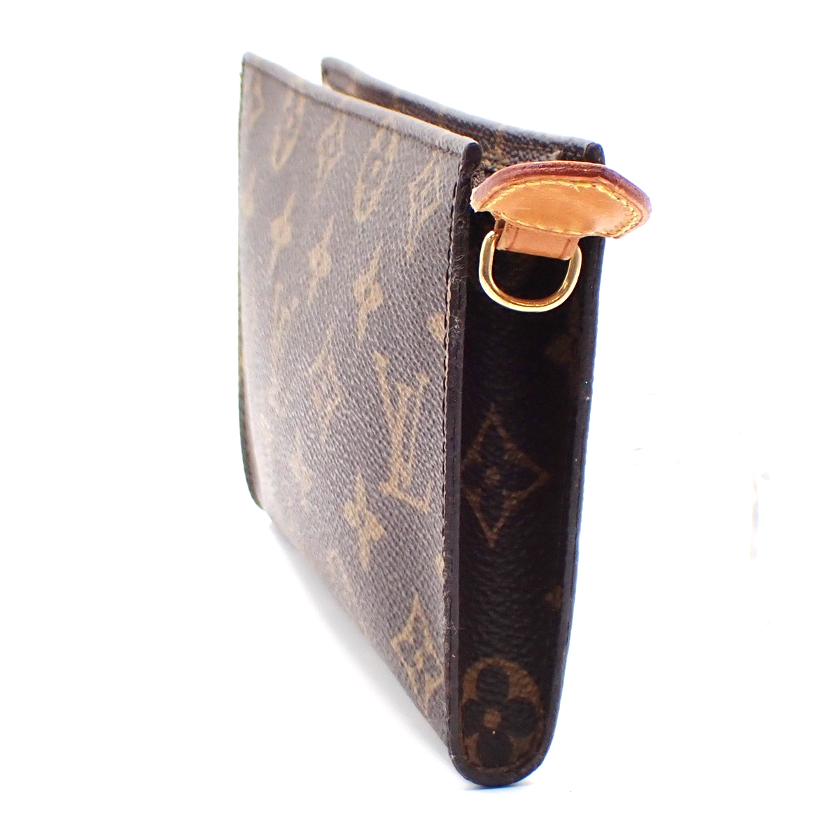 LOUIS VUITTON Logo BUCKET GM Pouch Bag Monogram Leather Brown France 04KC575