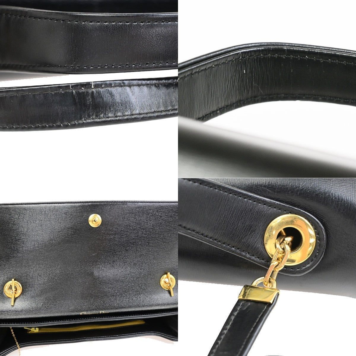 CHRISTIAN DIOR Logo Trotter Pattern Shoulder Bag Canvas Leather Brown 87CB037