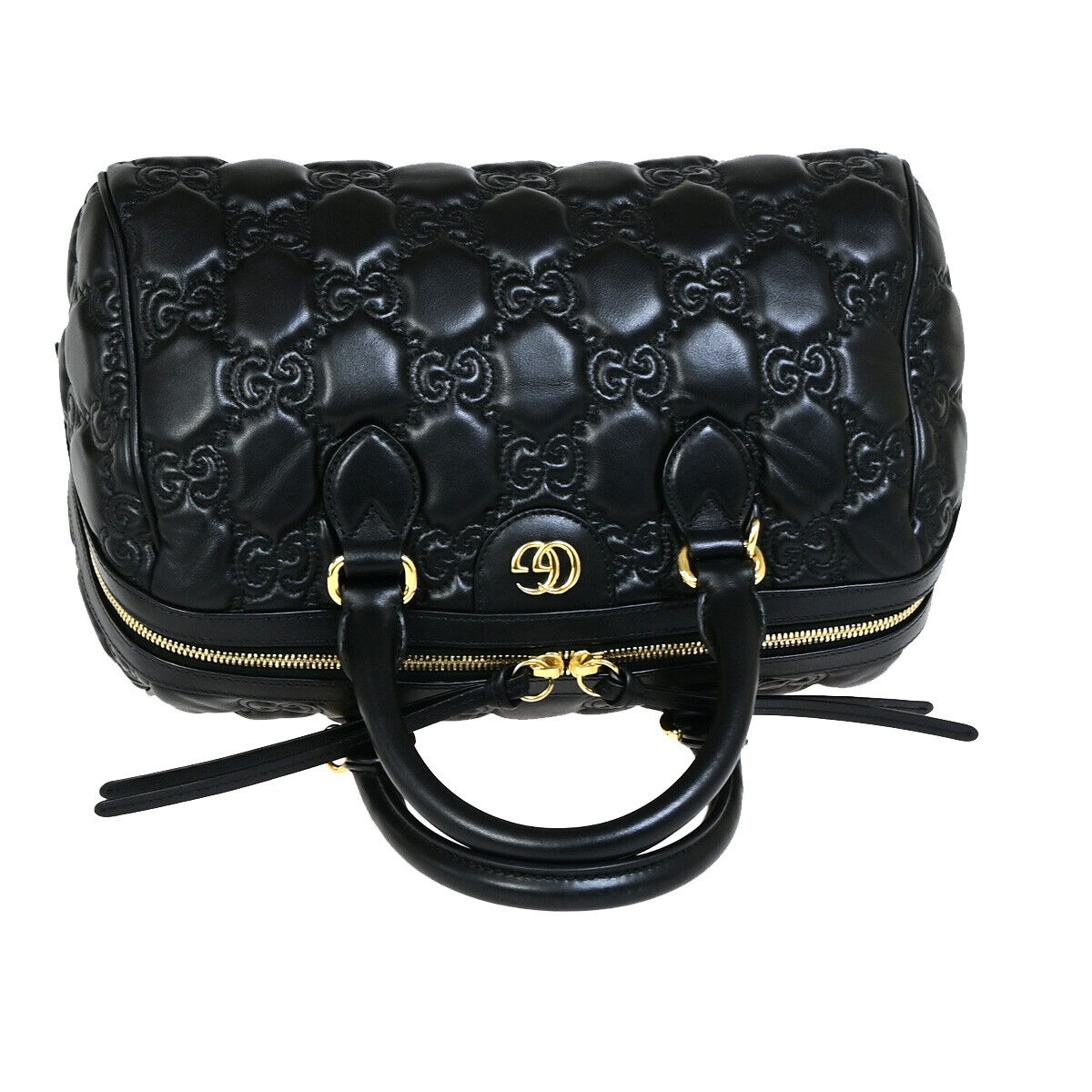 GUCCI Logo GG Matelasse 2Way Travel Shoulder Hand Bag Leather Black GHW 332RK358