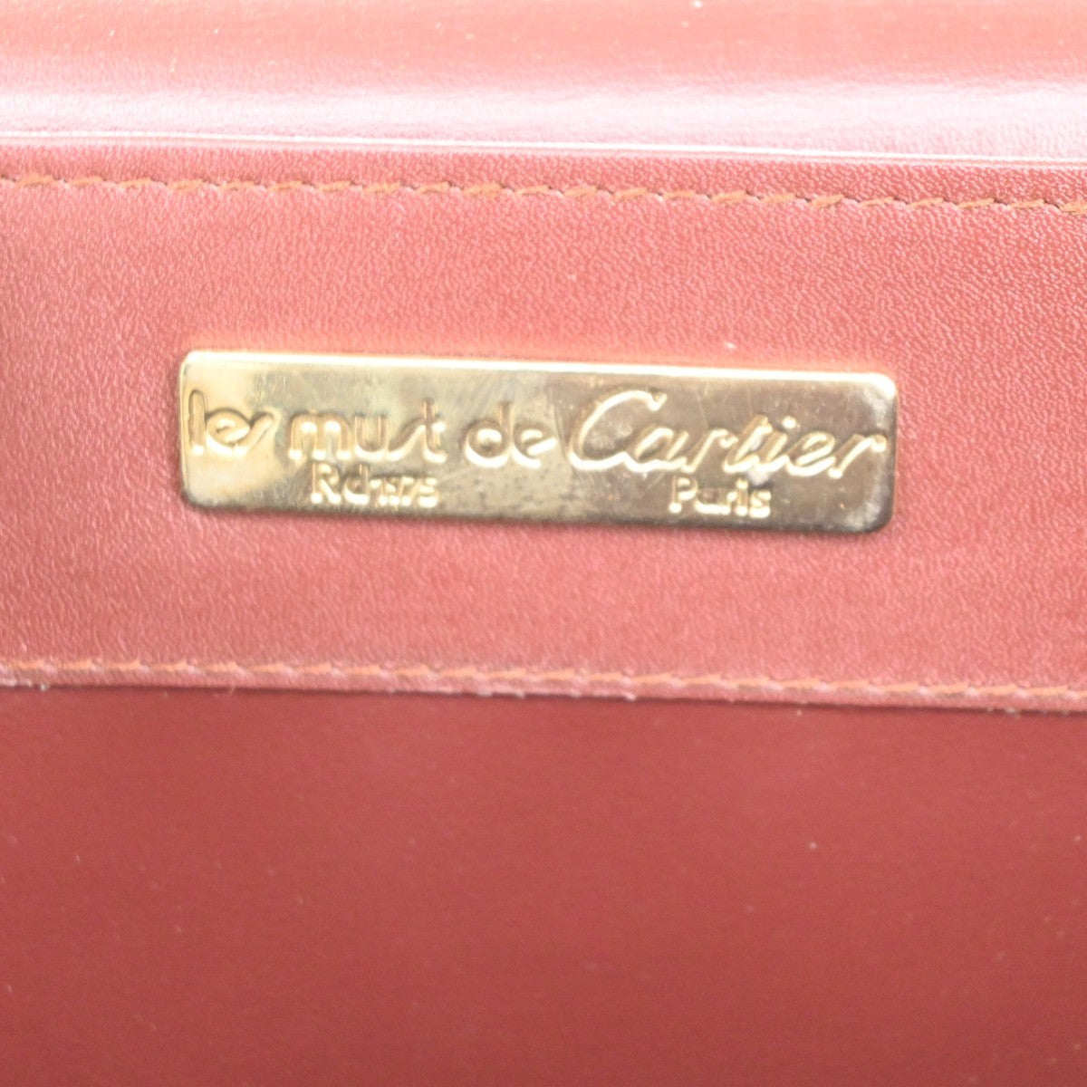 MUST DE CARTIER 2C Business Hand Bag Leather Bordeaux Red GHW Italy 31TA706