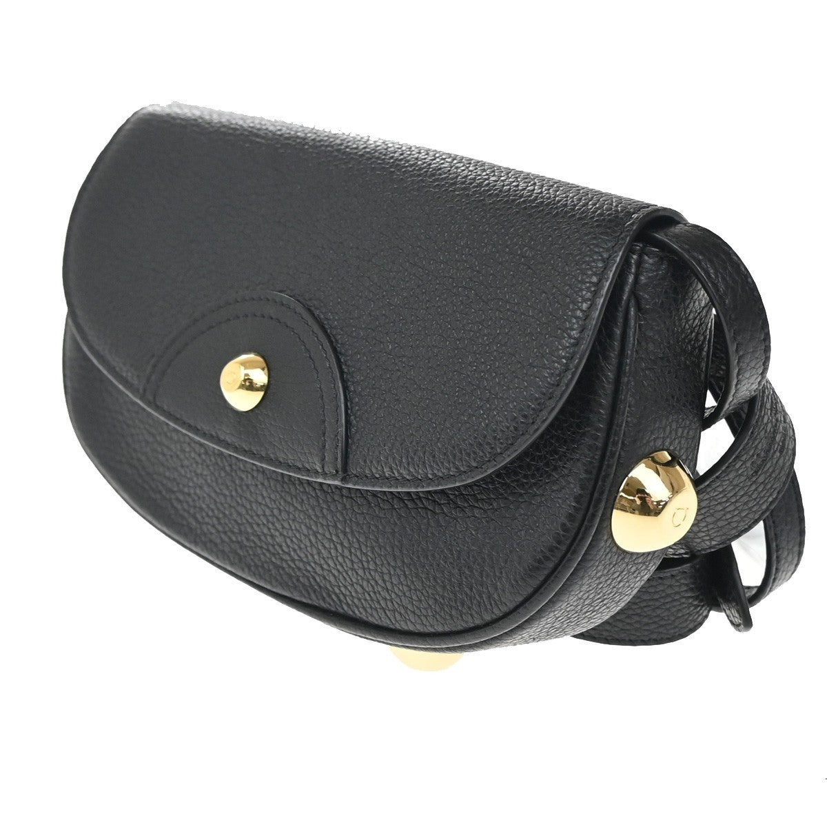 SALVATORE FERRAGAMO Glam Gancini 2Way Shoulder Bum Bag Leather Black 87KB981