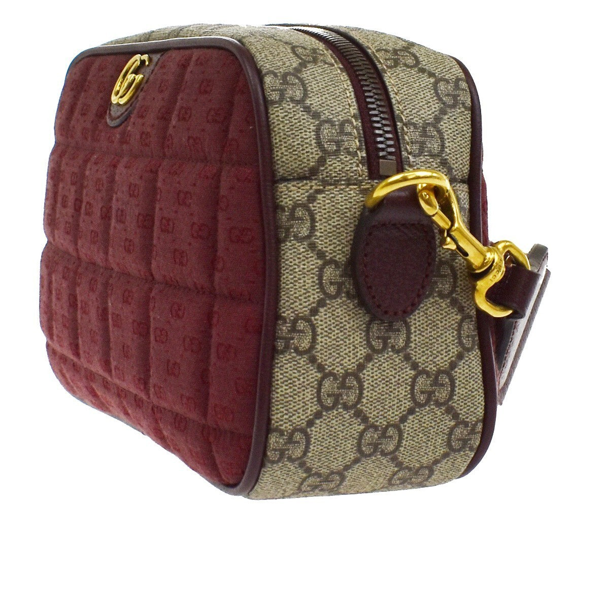 GUCCI Marmont GG Pattern Shoulder Bag Supreme Leather Canvas Brown Red 638RF330