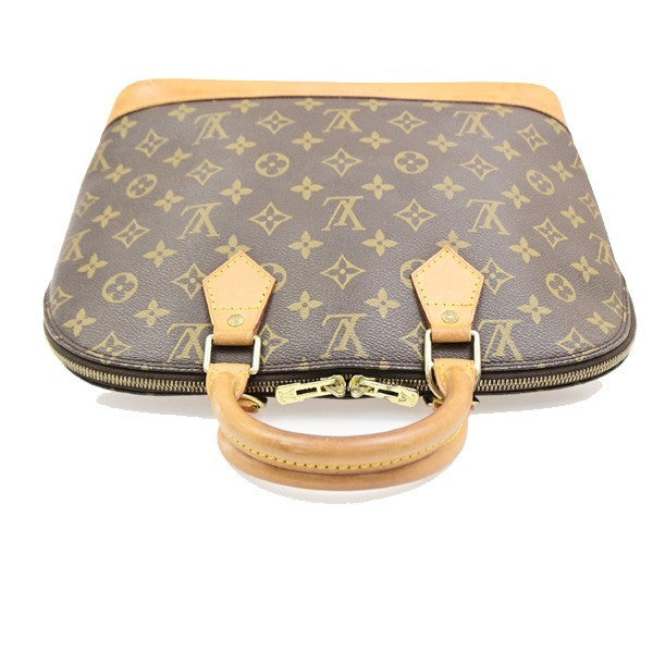 LOUIS VUITTON LV Logo Alma Hand Bag Monogram Leather Brown France M51130 85PA103