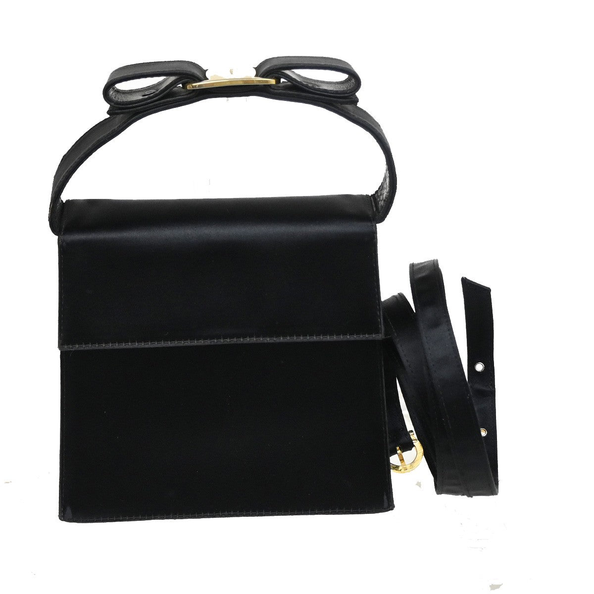 SALVATORE FERRAGAMO Vara Mini 2Way Shoulder Hand Bag Satin Leather BK 67YH627